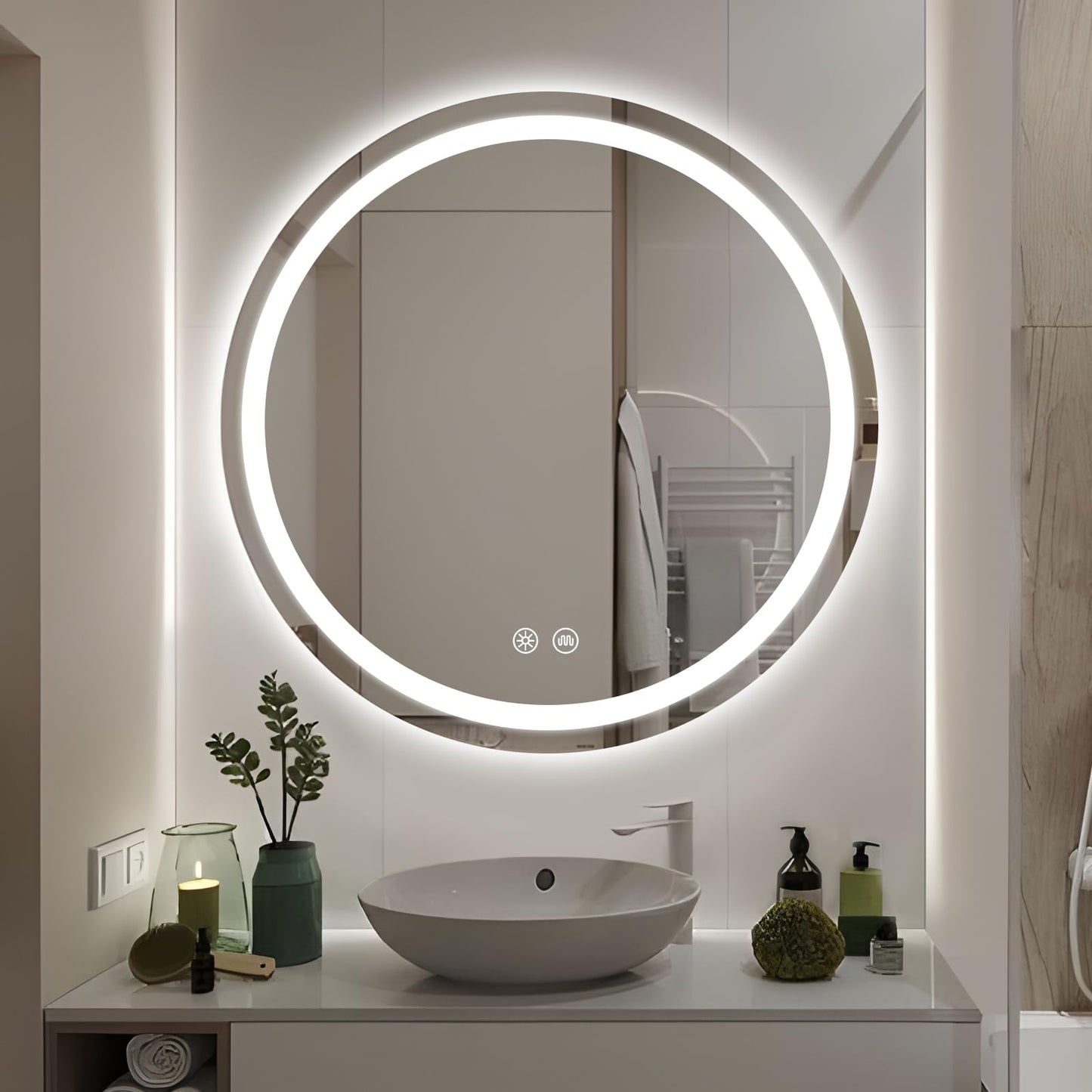 Round bathroom mirror light