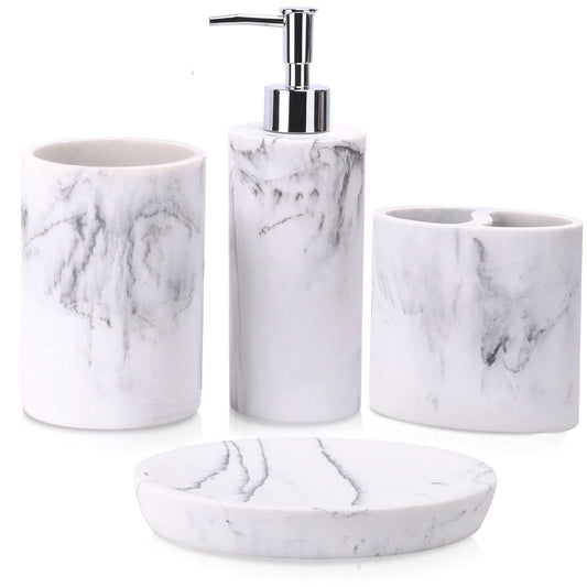 Bathroom accessory set white