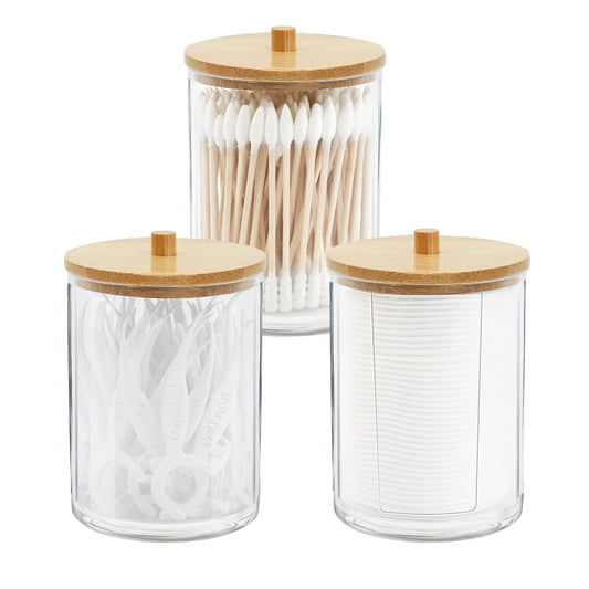 Set of containers with bamboo lids