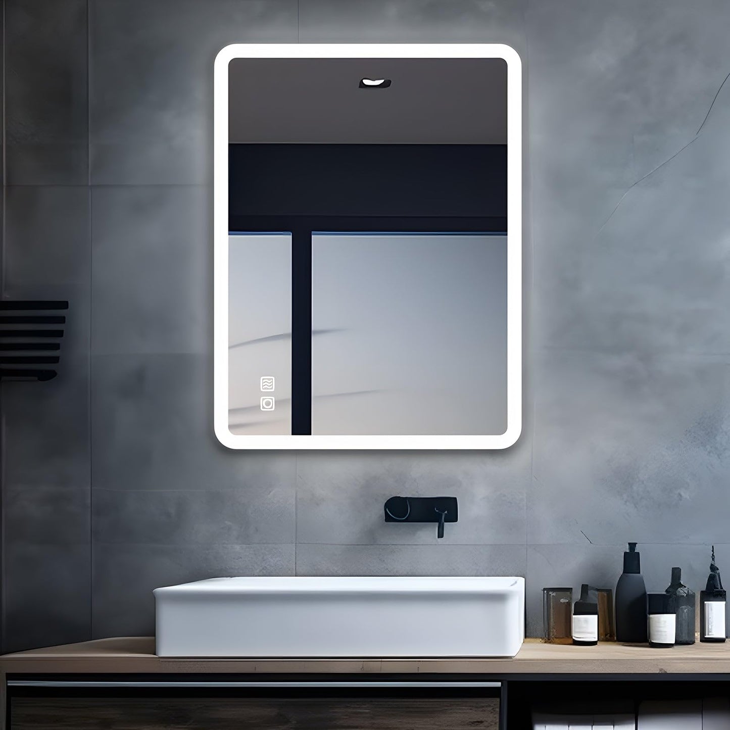 Bathroom mirror with touch switch