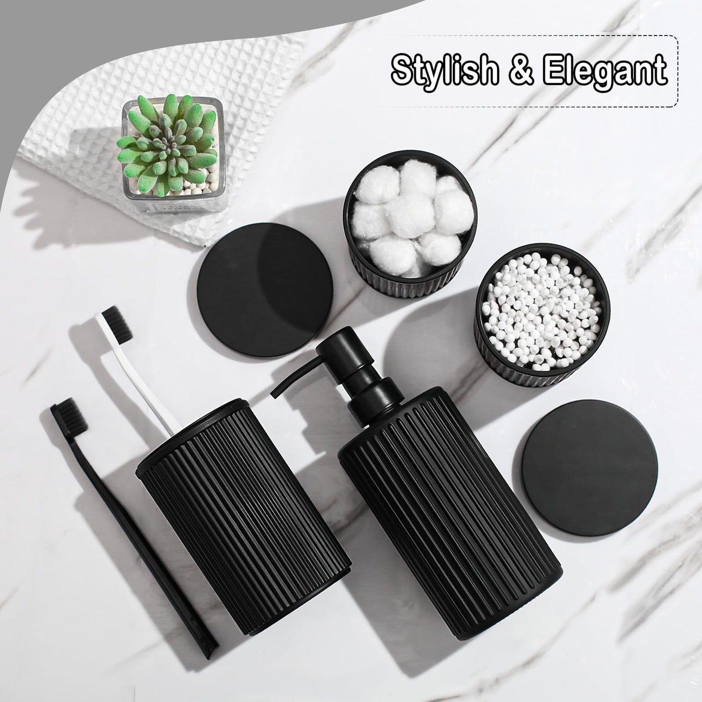 Matte black bathroom accessory set