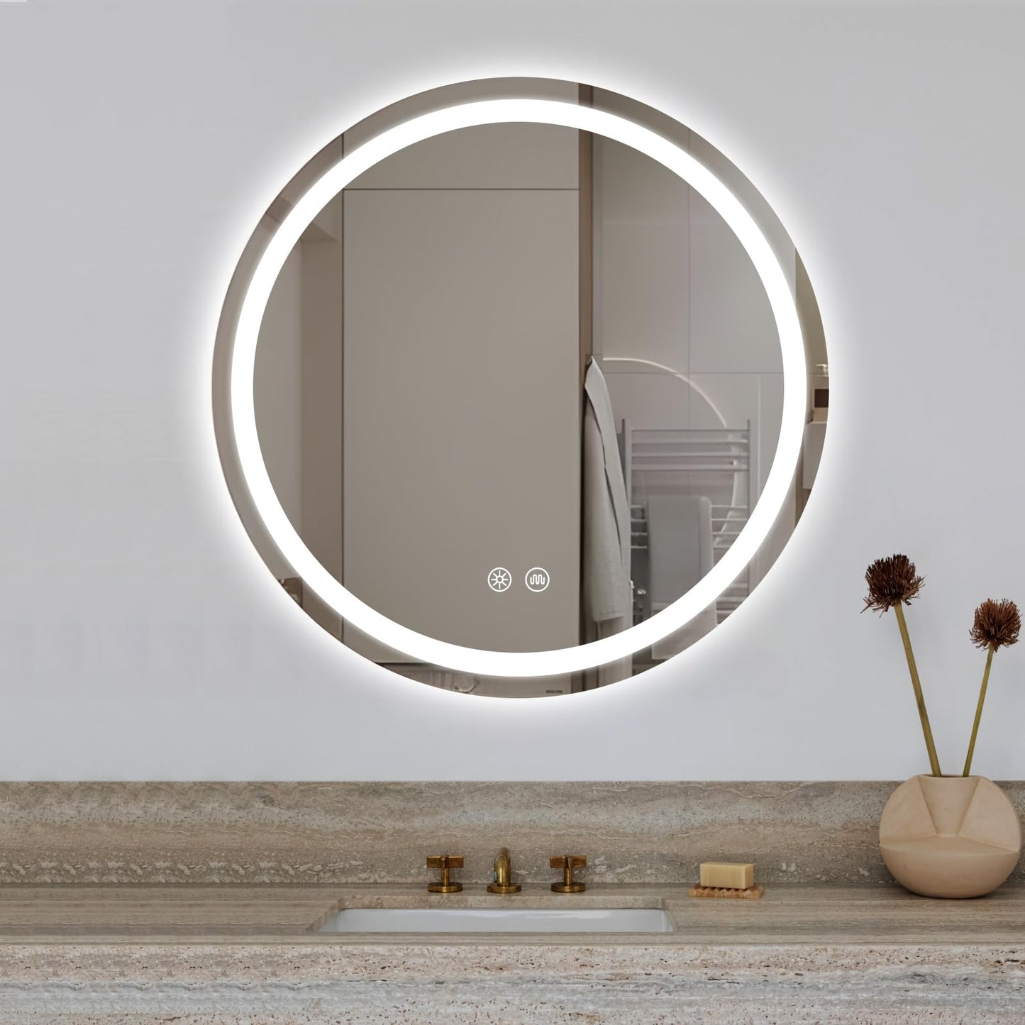 Round bathroom mirror light