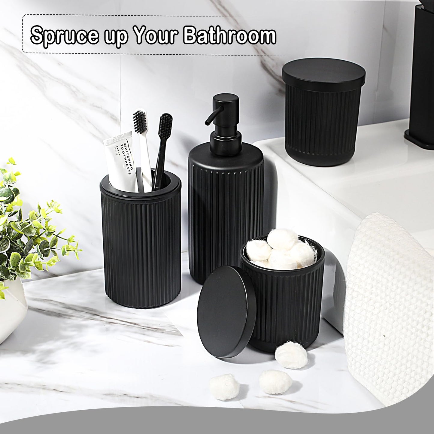 Matte black bathroom accessory set