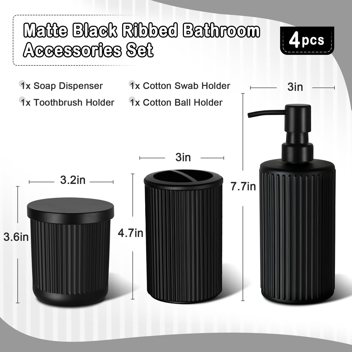 Matte black bathroom accessory set