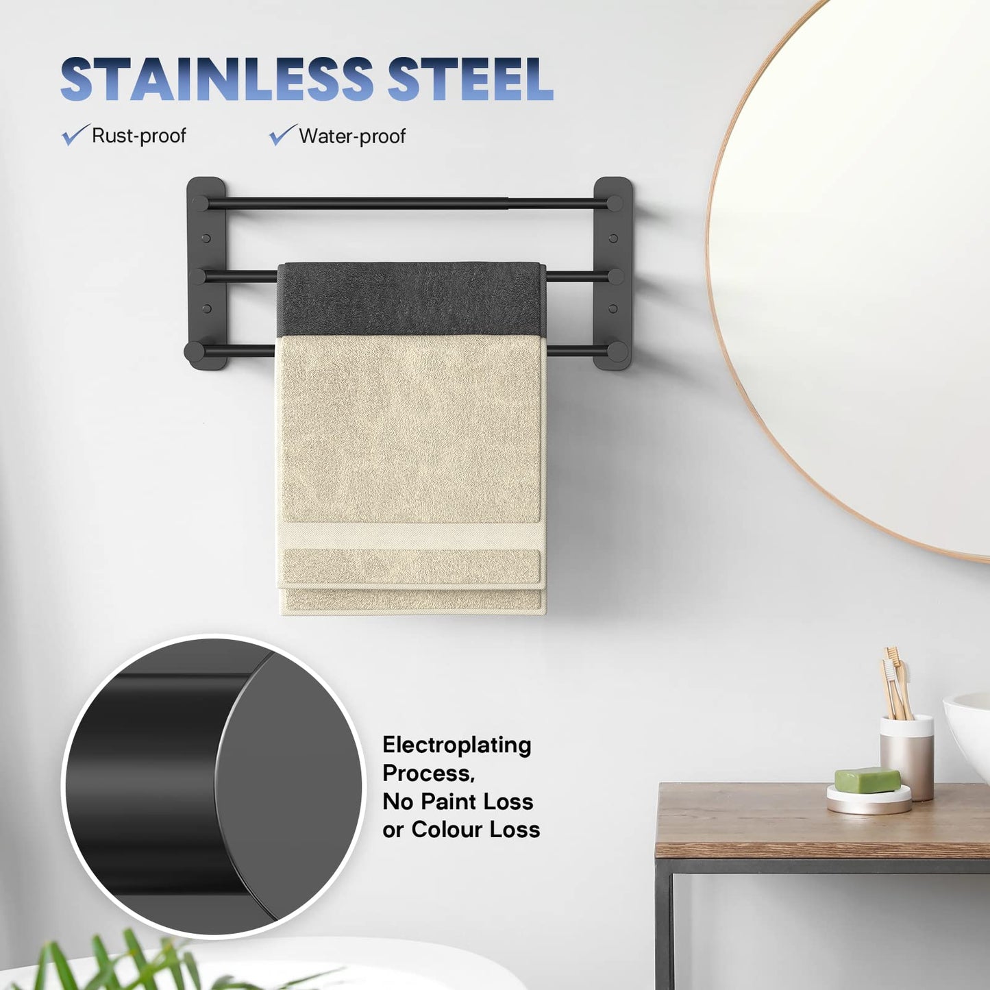 Towel holder bathroom black