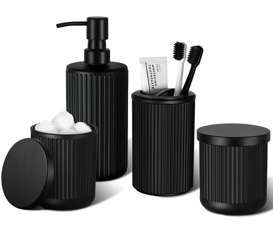 Matte black bathroom accessory set