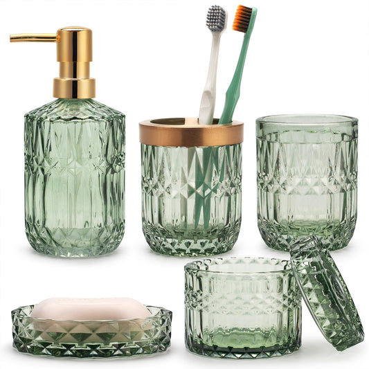 Green Glass Bathroom Accessories